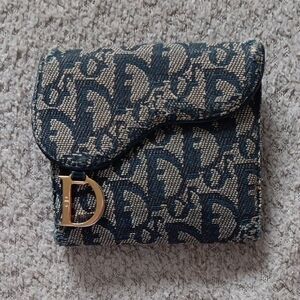 Vintage Dior Navy and Beige Monogram Wallet - 1970-1979